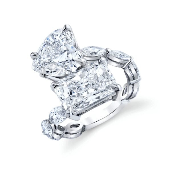 Radiant Cut and Heart Shape Lab-Grown Diamond Ring