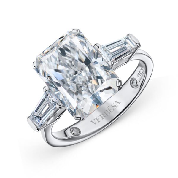 4 Carats Radiant and Baguette Cut Lab-Grown Diamond Engagement Ring
