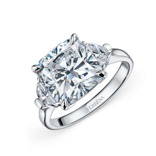5.5 Carats Cushion Cut and Half-Moon Lab-Grown Engagement Ring