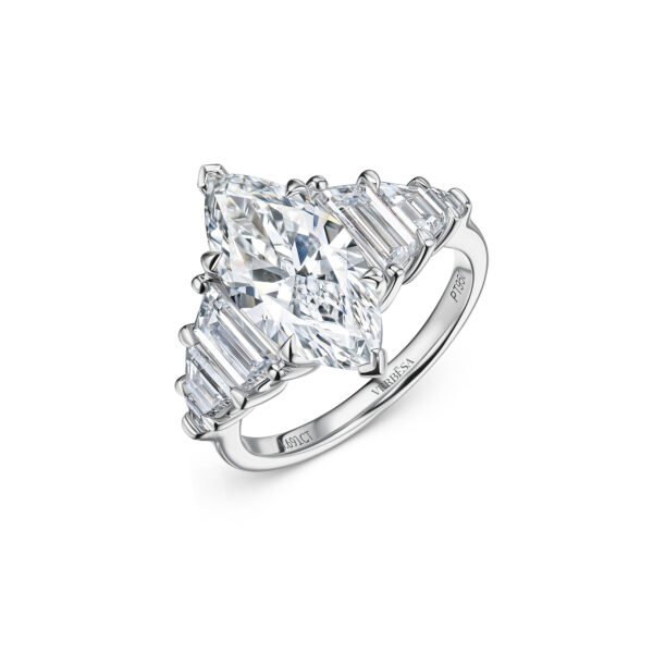 Eiffel Tower 3 Carats Marquise Cut Lab-Grown Diamond Engagement Ring