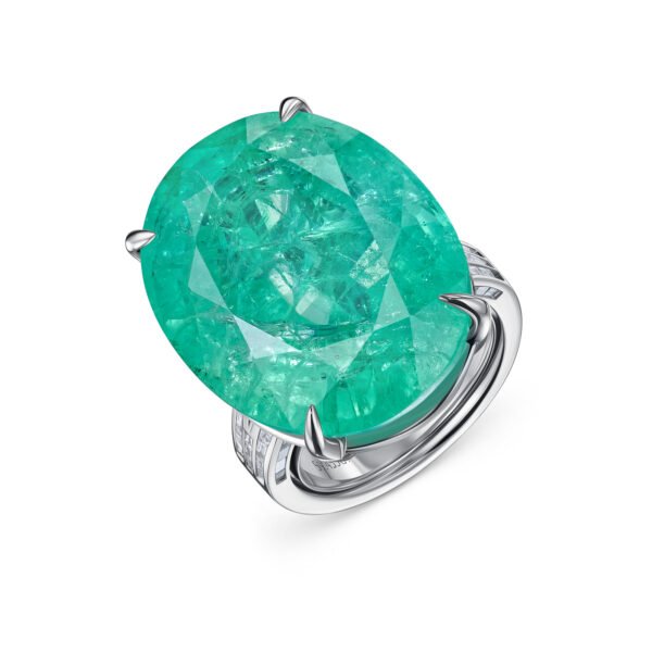 Oval Cut Green Lab-Grown Sapphire Cocktail Ring