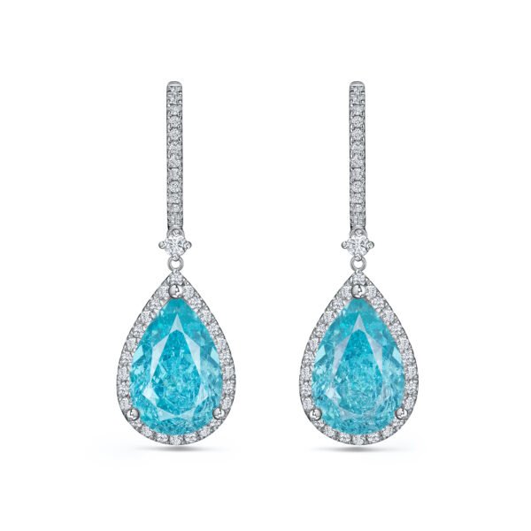 Lab-Grown Torumaline Paraiba, Lab-Grown Diamonds Drop Cocktail Earrings