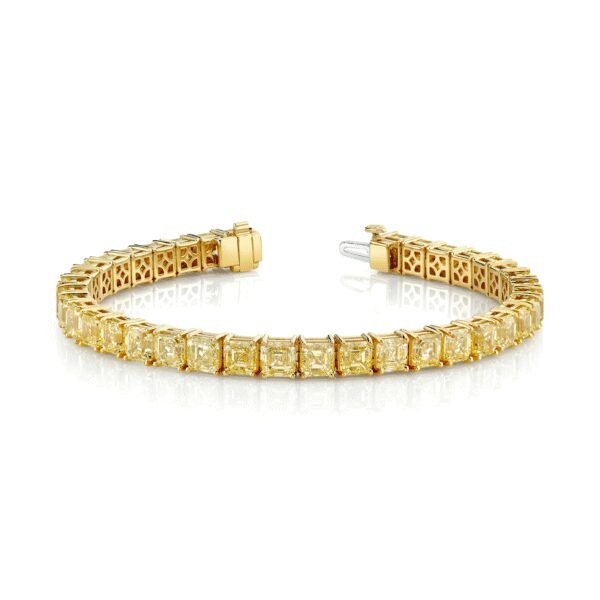 Fancy Intense Yellow Asscher Cut Lab-Grown Diamond Tennis Bracelet