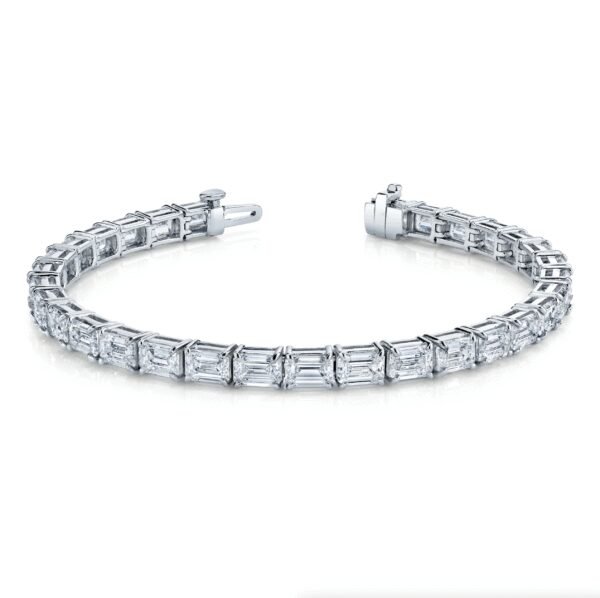 East West Emerald Cut Lab-Grown Diamond Tennis Bracelet