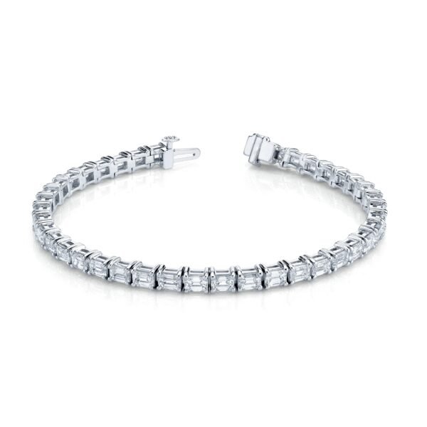 East West Emerald Cut Lab-Grown Diamond Tennis Bracelet
