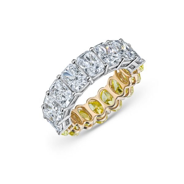 Half-Oval Half-Radiant Yellow and Colorless Lab-Grown Diamond Eternity Band