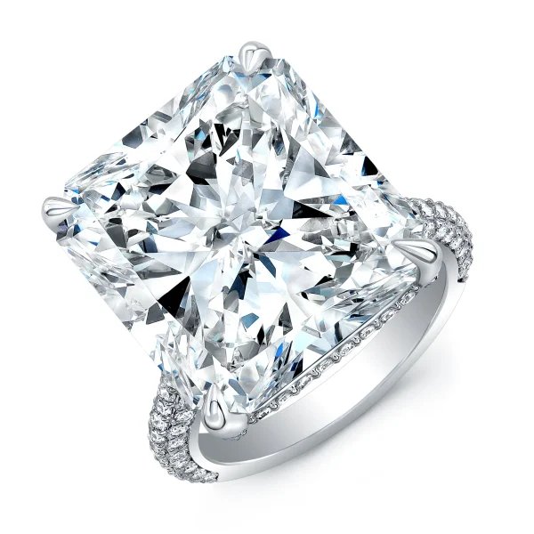 20.21 Carats Radiant Lab-Grown Diamond Ring with Pave Band
