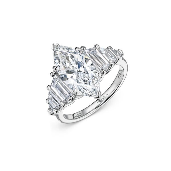 Eiffel Tower 3 Carats Marquise Cut Lab-Grown Diamond Engagement Ring