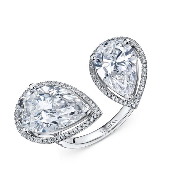 Toi and Moi Pear Cut Lab-Grown Diamond Cocktail Ring