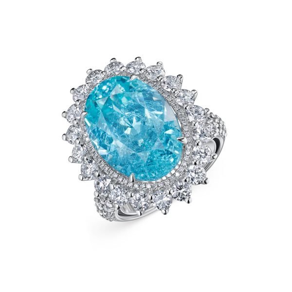 Crushed-Ice Neon Lab-Grown Tourmaline Paraiba Cocktail Ring