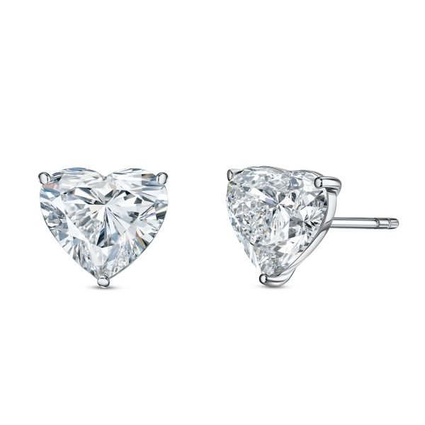 6 Carats Heart Shape Lab-Grown Diamond Studs