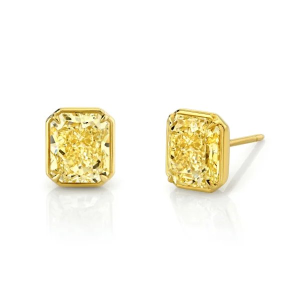 Fancy Yellow Radiant Cut Lab-Grown Diamond Studs