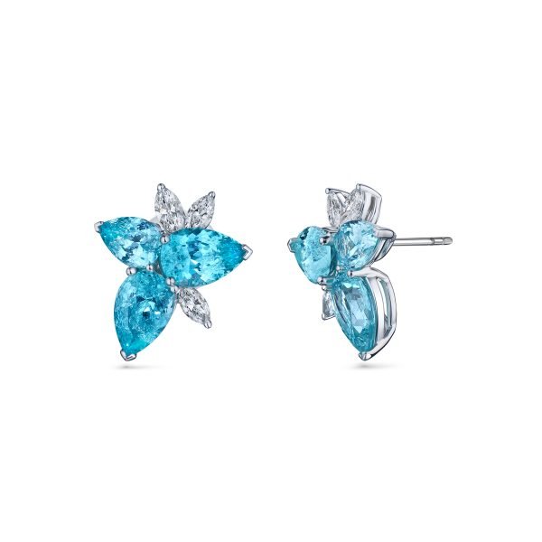 Lab-Grown Torumaline Paraiba, Lab-Grown Diamonds Studs