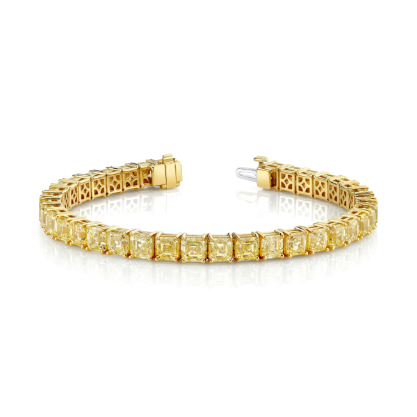 Fancy Intense Yellow Asscher Cut Lab-Grown Diamond Tennis Bracelet