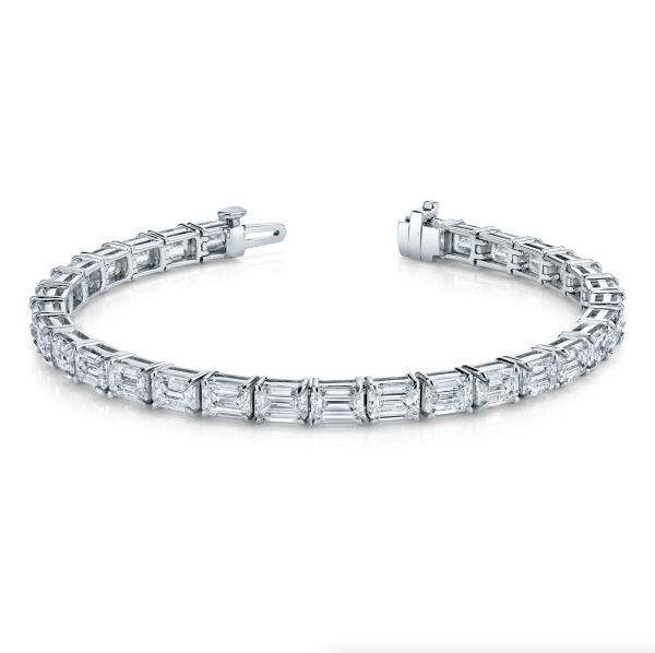 East West Emerald Cut Lab-Grown Diamond Tennis Bracelet