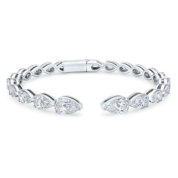 Pear Shape Lab-Grown Diamond Hinged Bangle
