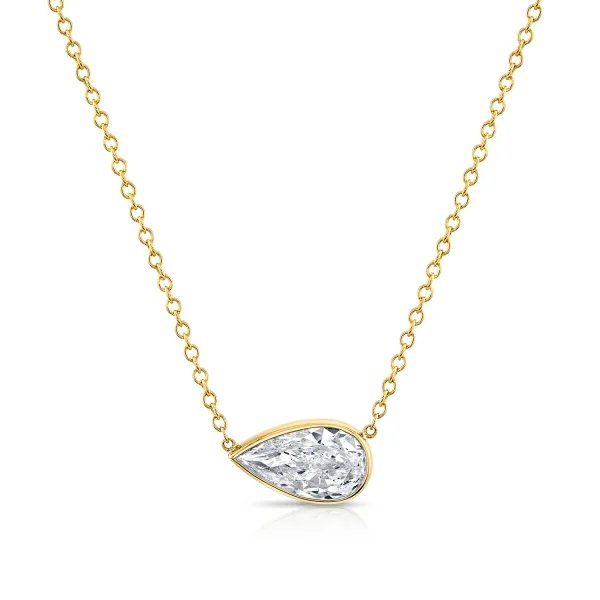 East West 2 Carats Pear Cut  Lab-Grown Pendant
