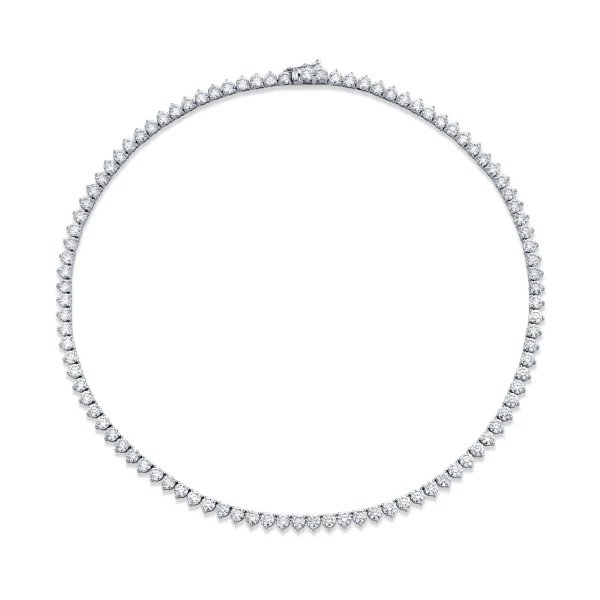24,5 Carats Round Lab-Grown Diamond Tennis Necklace